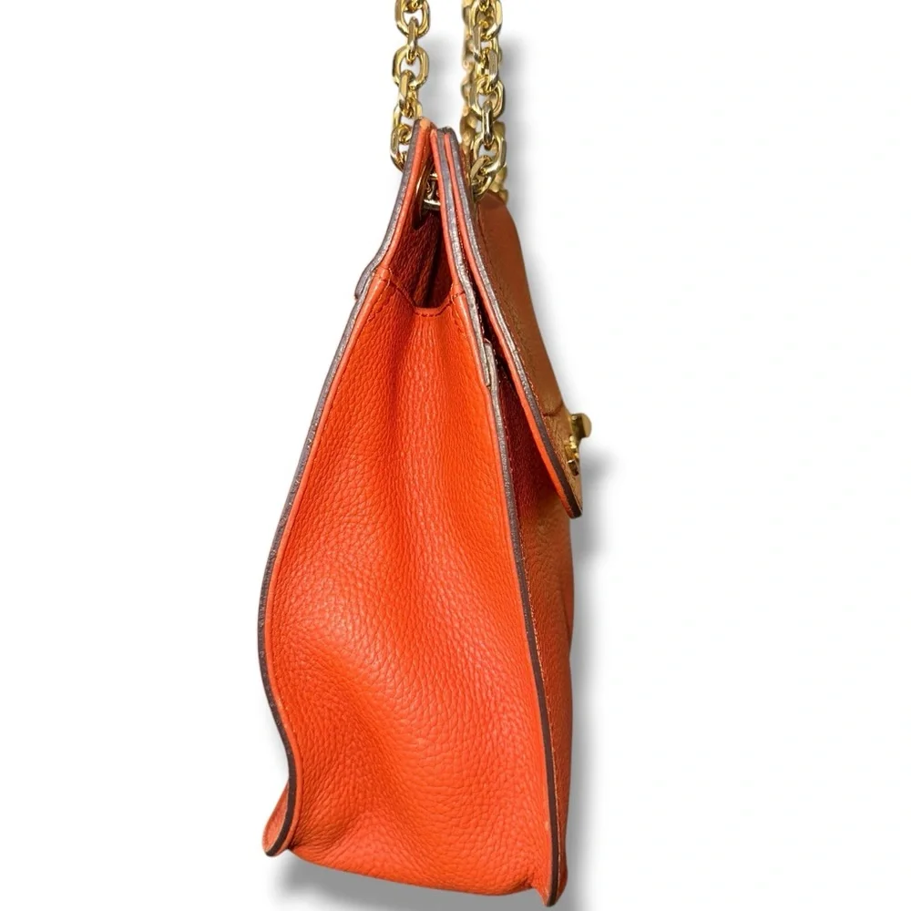 MCM Orange TWO WAY Crossbody Shoulder Pebbled Leather Bag Goldstone Korean MC265